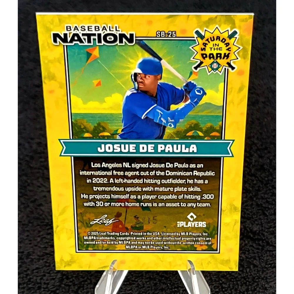 2025 Josue De Paula 3/15 Auto Saturday in the Park Dodgers Top Prospect
